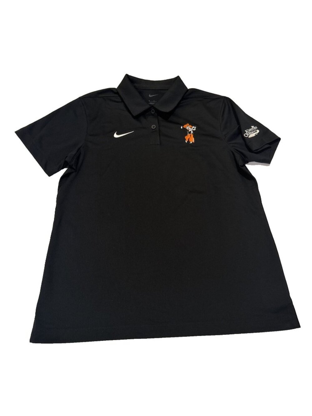 Oklahoma State Cowboys OSU Golf Nike Black Polo Womens Medium Swinging Pete